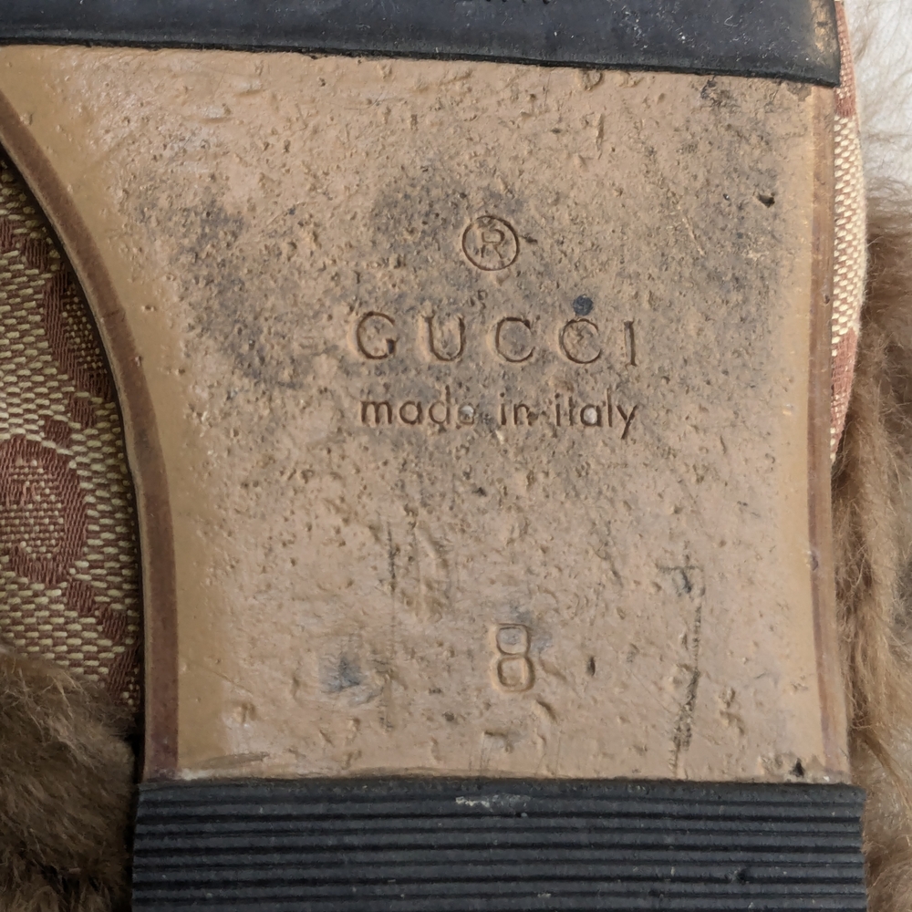 Gucci Princetown Loafers 8.5 Monogram Logo GG Fur - Picture 11 of 11